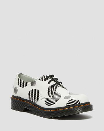 Dr Martens 1461 Polka Dot Smooth Læder Oxford Sko Dame Hvide | DK 366AHK